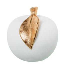 Figura Manzana Cerámica 24cm Blanco Arena/oro Ø24x24cm