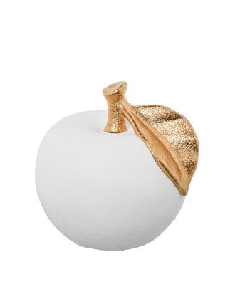 Figura Manzana Cerámica 24cm Blanco Arena/oro Ø24x24cm
