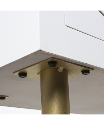 Mesa Entrada Madera 2 Cajones Blanco, Patas Metal Oro 90x30x80cm Alt. Patas:55,5cm