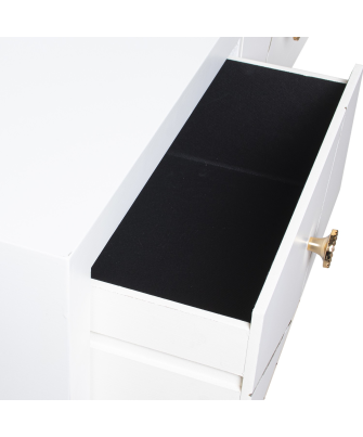 Mesa Entrada Madera 2 Cajones Blanco, Patas Metal Oro 90x30x80cm Alt. Patas:55,5cm