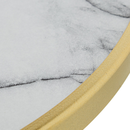 Mesa Auxiliar Madera Marmol Borde Dorado Patas Metal Dorado Ø40x50cm