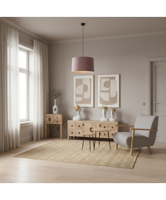 Mesa Auxiliar Madera Natural C/patas Metal Negro Ø40x43.5cm