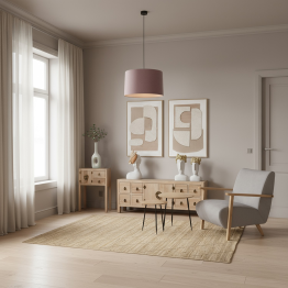 Mesa Auxiliar Madera Natural C/patas Metal Negro Ø40x43.5cm