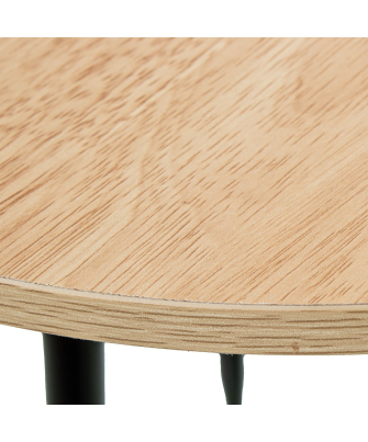 Mesa Auxiliar Madera Natural C/patas Metal Negro Ø40x43.5cm