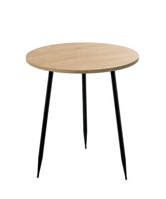 Mesa Auxiliar Madera Natural C/patas Metal Negro Ø40x43.5cm
