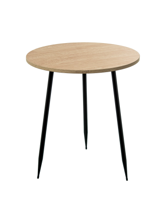 Mesa Auxiliar Madera Natural C/patas Metal Negro Ø40x43.5cm