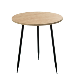 Mesa Auxiliar Madera Natural C/patas Metal Negro Ø40x43.5cm