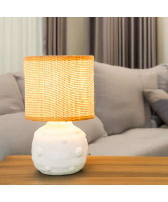 Lámpara Sobremesa Cerámica Blanca Ø15x25cm Tulipa:ø15cm