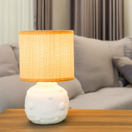 Lámpara Sobremesa Cerámica Blanca Ø15x25cm Tulipa:ø15cm