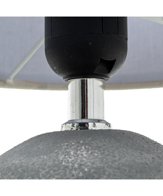 Lámpara Sobremesa Cerámica Gris Pantalla Lino 1xe27 Max.60w Ø20x28cm Base:ø13,5x13cm