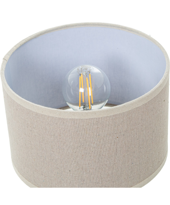 Lámpara Sobremesa Cerámica Gris Pantalla Lino 1xe27 Max.60w Ø20x28cm Base:ø13,5x13cm