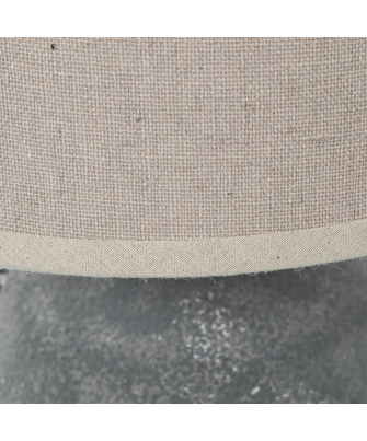 Lámpara Sobremesa Cerámica Gris Pantalla Lino 1xe27 Max.60w Ø20x28cm Base:ø13,5x13cm