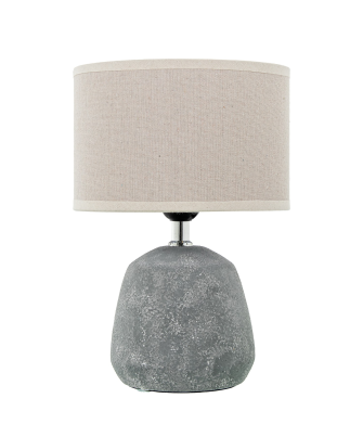 Lámpara Sobremesa Cerámica Gris Pantalla Lino 1xe27 Max.60w Ø20x28cm Base:ø13,5x13cm