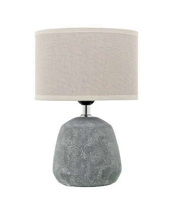Lámpara Sobremesa Cerámica Gris Pantalla Lino 1xe27 Max.60w Ø20x28cm Base:ø13,5x13cm