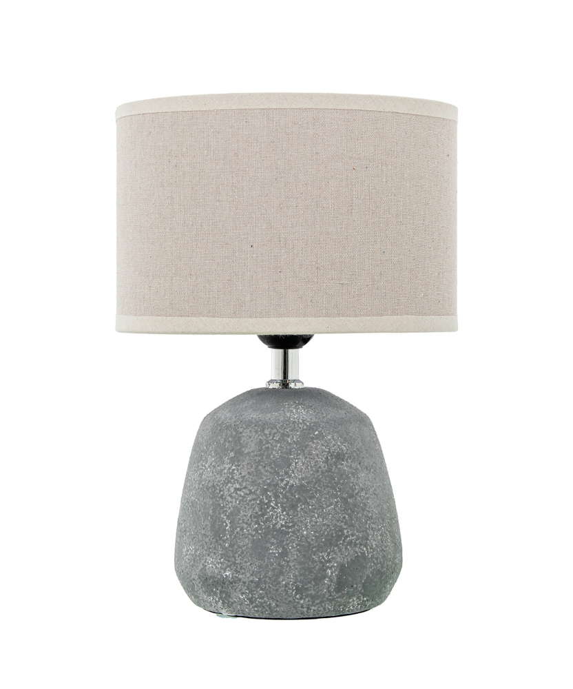 Lámpara Sobremesa Cerámica Gris Pantalla Lino 1xe27 Max.60w Ø20x28cm Base:ø13,5x13cm