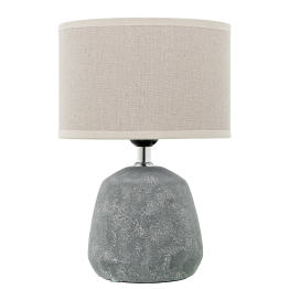 Lámpara Sobremesa Cerámica Gris Pantalla Lino 1xe27 Max.60w Ø20x28cm Base:ø13,5x13cm