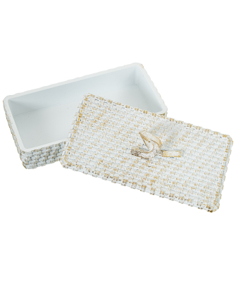 Joyero Resina Blanco 19,5x10x7,5cm Diseño Elegante y Duradero para Joyas