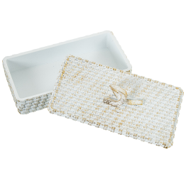 Joyero Resina Blanco 19,5x10x7,5cm Diseño Elegante y Duradero para Joyas