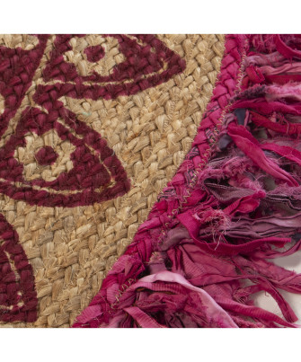 Alfombra Flecos Yute Fucsia 120
