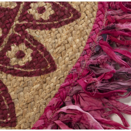 Alfombra Flecos Yute Fucsia 120