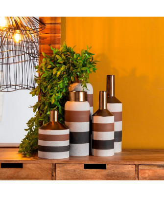 Jarrón Gris - Oro Cerámica