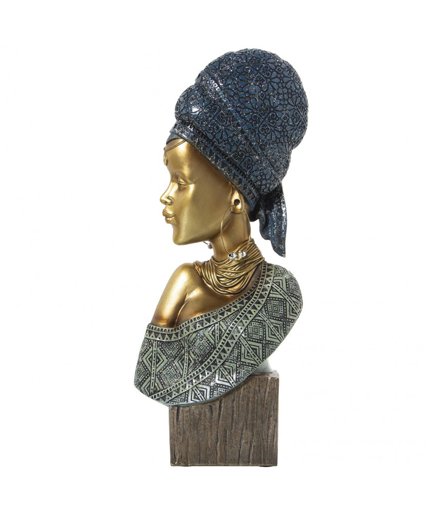 Busto Africana Azul / Dorado