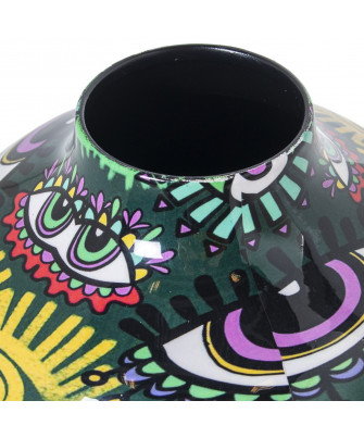 Jarrón Metal Esmaltado Ojos
