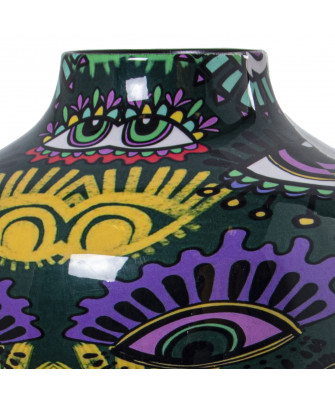Jarrón Metal Esmaltado Ojos