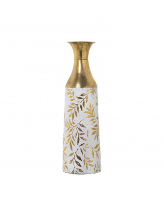 Jarrón Metal Dorado/blanco