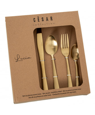 Set 24 Cubiertos Dorado Mate Lucía